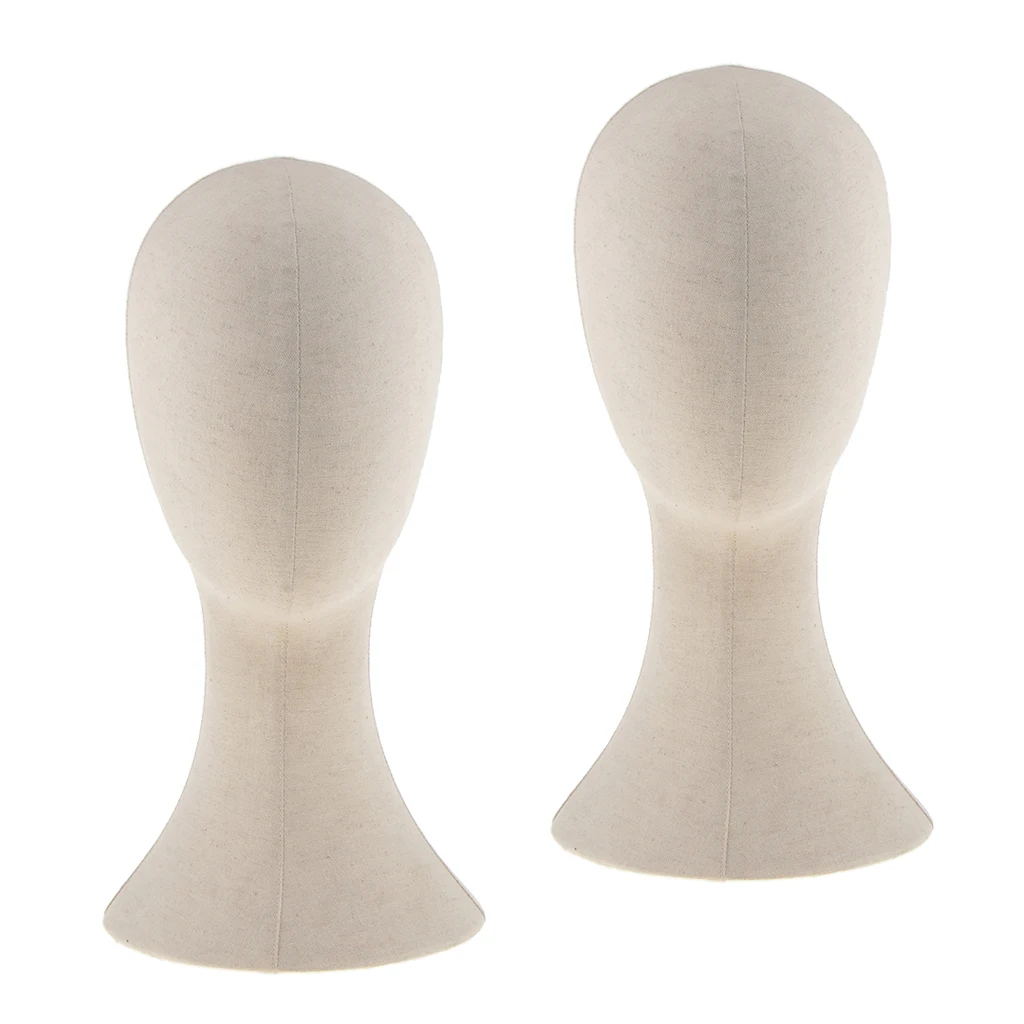 2PCS 22inches Cork Canvas Block Head Mannequin Head Wig Display Styling Head with Mount Hole