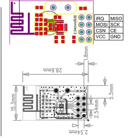 DOITING XH-NF-01 Wifi Module 2.4G Wireless Module 100mW Power SPI Interface IoT Module Direct Insertion Built-In Antenna