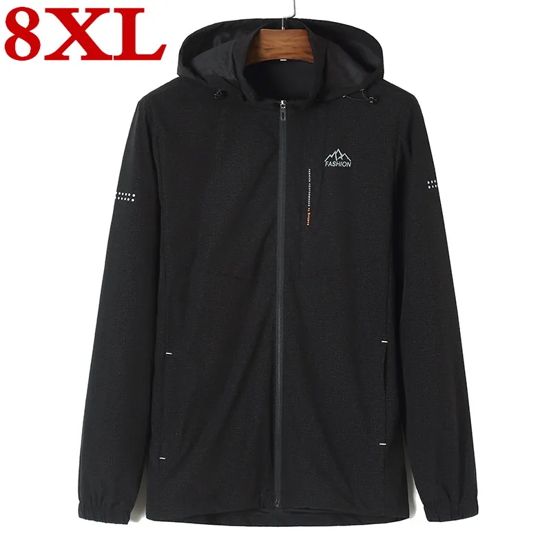 Большой плюс размер 8XL 7XL 6XL весенние и осенние тонкие куртки мужские однотонные куртки на молнии Windrunner мужские ветровки повседневные мужские пальто