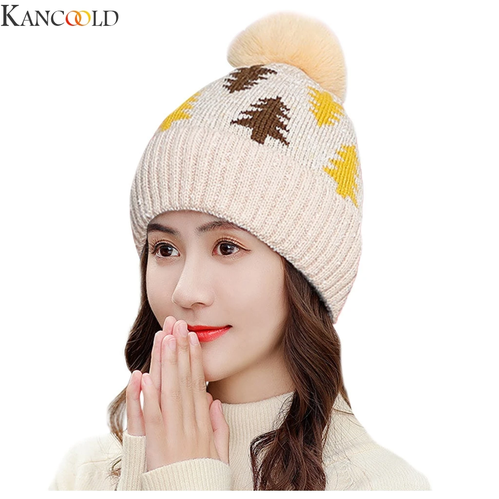 ACCGLORY вязаная шерстяная шапка с шариками Skullies Beanies, Повседневная Уличная уличная плотная теплая шапка, Женская Осенняя зимняя Милая Шапка-бини