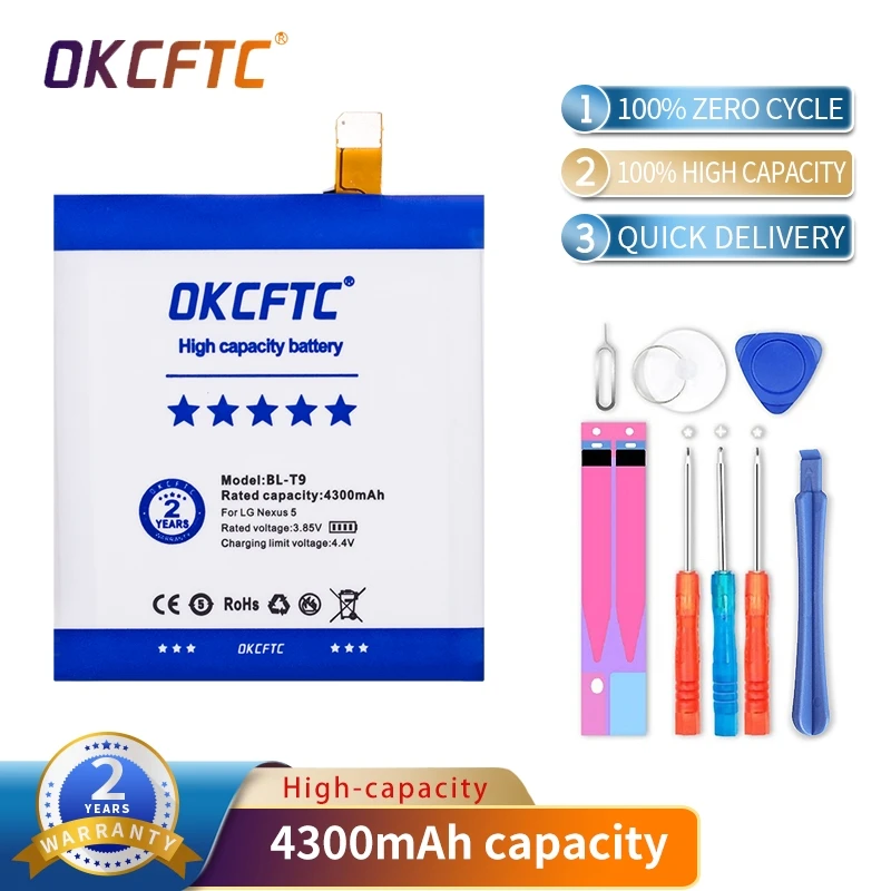 

PKCFTC New 4300mAh Replacement Phone Battery For LG Nexus 5 E980 Nexus G D820 D821 BL-T9 Batteries With Tools