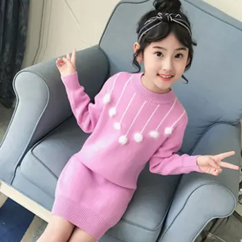 

Girl Winter Sweater Children's Clothes Section Plus Velvet Thickening Big Children's Fashion Bottoming Shirt Girls Knitwear Tide