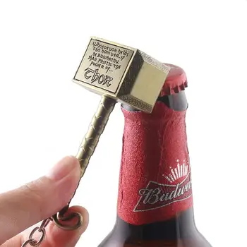 

1pcs Beer Bottle Openers Multifunction Hammer Of Thor Shaped Beer Bottle Opener With Long Handle Bottler Opener Keychain