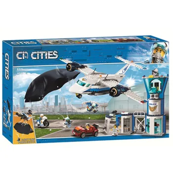 

559pcs lepines city arctic sky police air base getaway car airplane parachute building blocks brick Toy