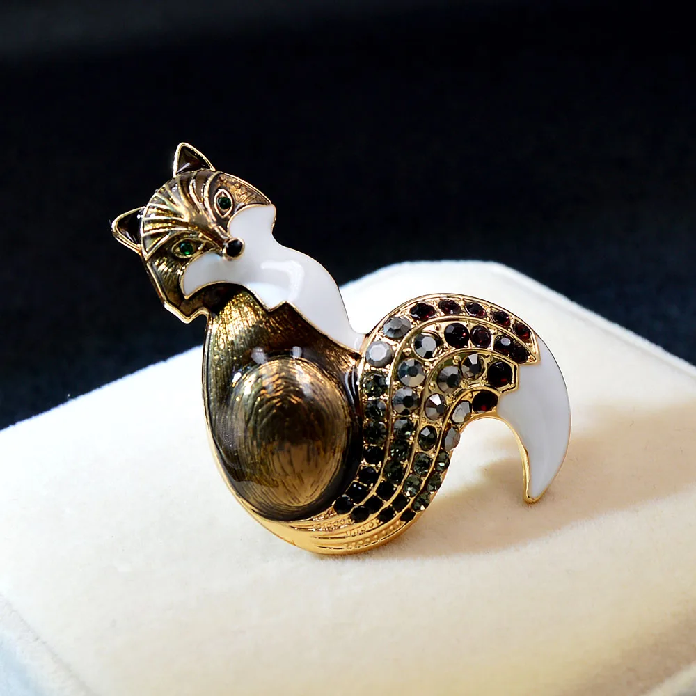 CINDY XIANG New Arrival Rhinestone Fox Brooches For Women Enamel Animal Pin Brooch 6 Colors Available Winter Design Coat Jewelry