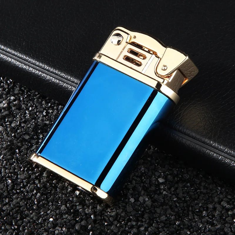 Kerosene Lighter Windproof Retro Brass Lighter Grinding Wheels Fire Cigarette Lighter Smoking Accessories Gadgets for Men - Цвет: blue ice