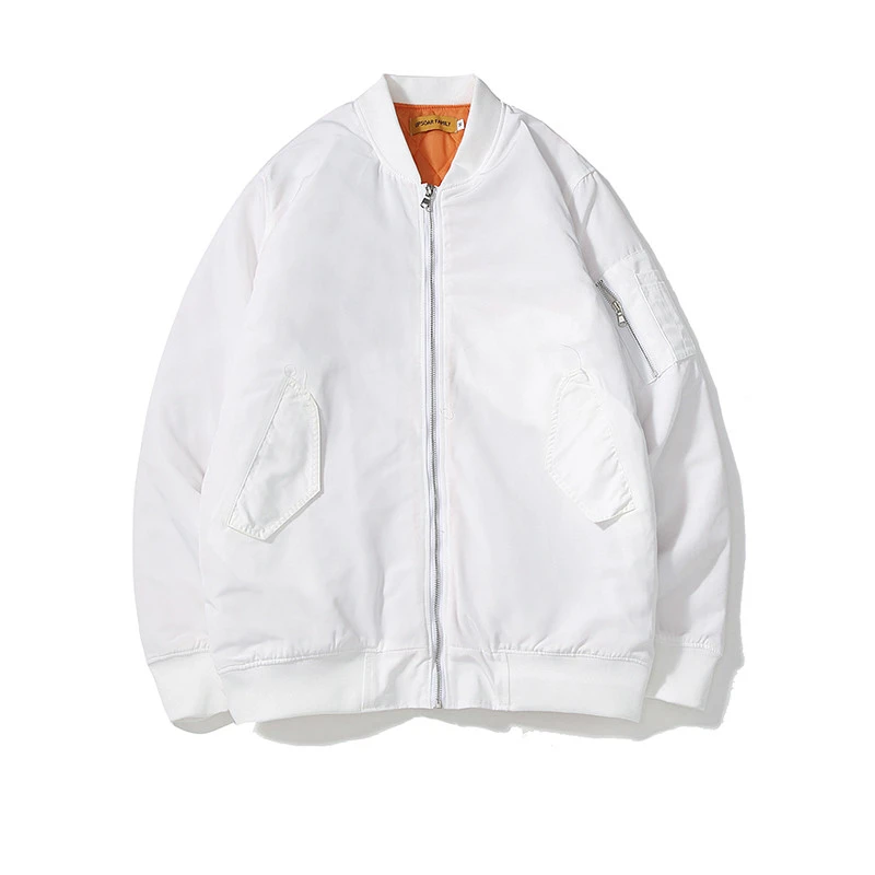 FOJAGANTO, Брендовые мужские куртки, осенняя Новинка, Мужская модная однотонная куртка-бомбер, мужская бейсбольная куртка Harajuku, пальто - Цвет: White