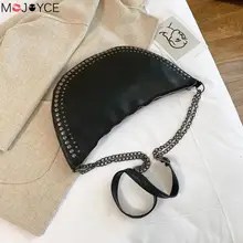 Женские сумки из искусственной кожи, сумка через плечо, женская модная сумка с заклепками, полукруглая сумка через плечо, женская сумка через плечо