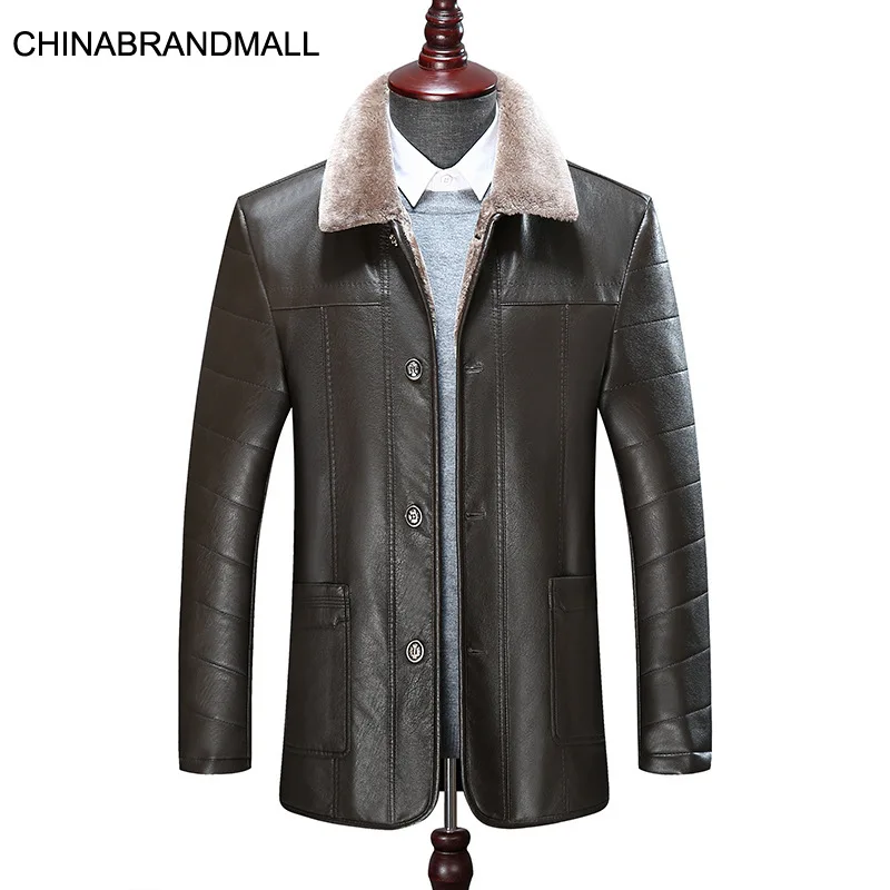 

Plus Fat Plus Leather Coat Male Plus Velvet Thicken Middle-aged And Elderly Pu Leather Jacket Winter Fat Man Leisure Loose