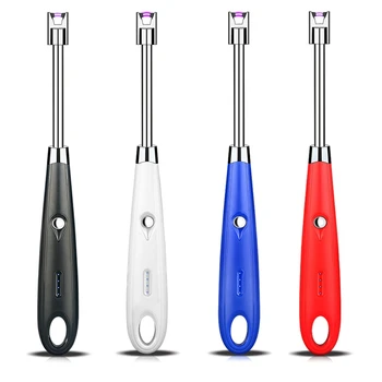 

Long Electric Kitchen Arc Lighter With Hook Windproof Flameless Lighters Plasma Pulsed Candle Lighter BBQ Outdoors Camping