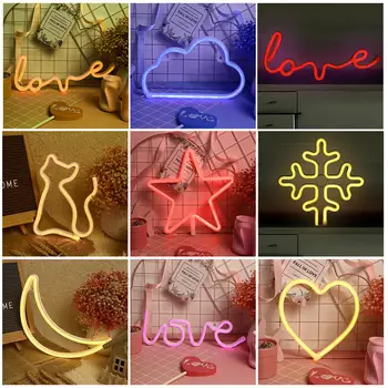 

LOVE Sign LED Neon Light Moon Lamp Led Night Light USB/Battery Powered Wedding Festival Party Decorative Lamp for Home Room
