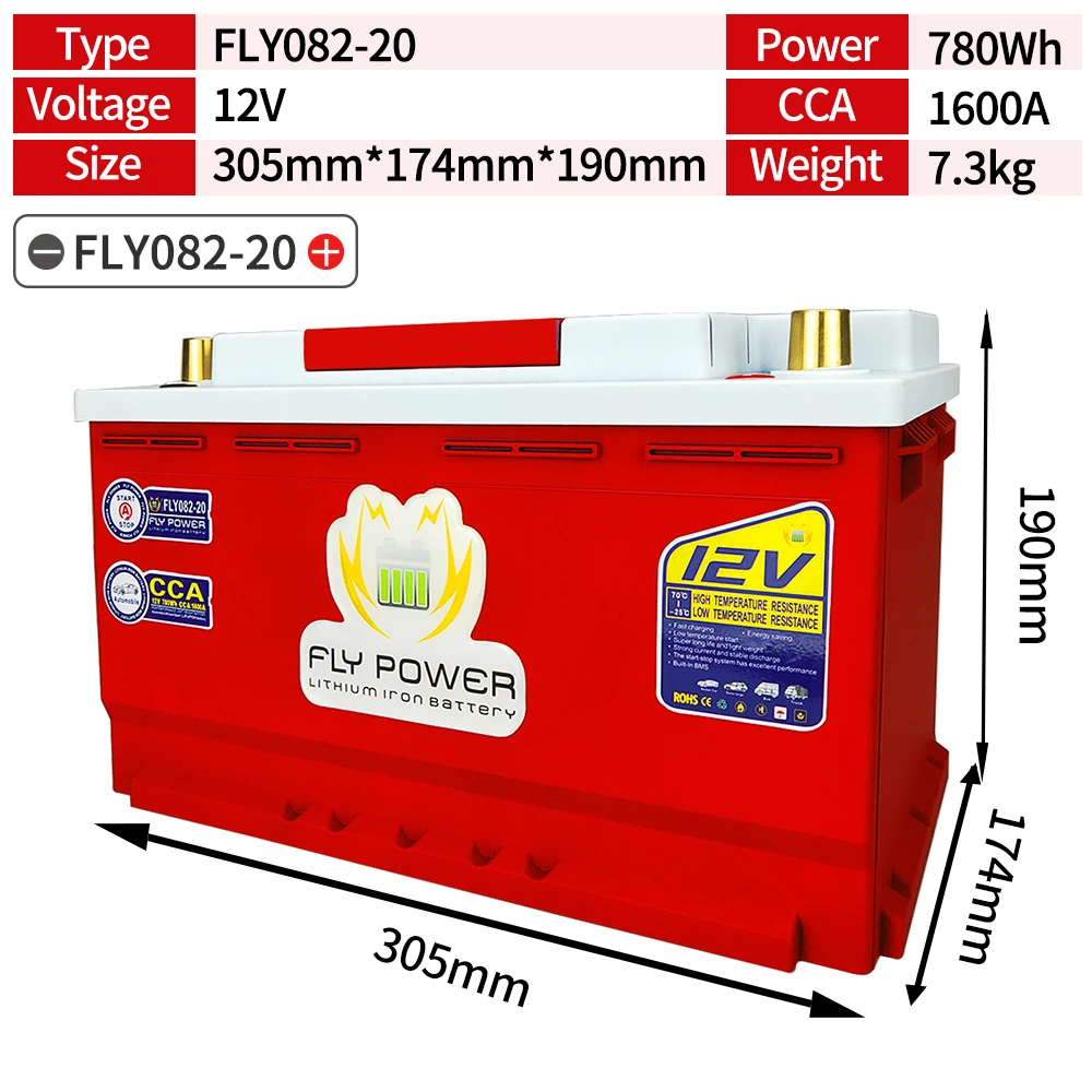 12V LiFePO4 Car Start Battery 20Ah-80Ah 240-960Wh CCA 680A-2300A With BMS  12V Lithium Batteries For Car RV Golf Cart Boat Solar car jumper