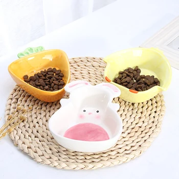 

Cat Bowl Food Water Feeding Bowls Cartoon Carrot Rabbit Shaped Ceramic Bowl For Small Animals Hamster Pet Feeder Supplies