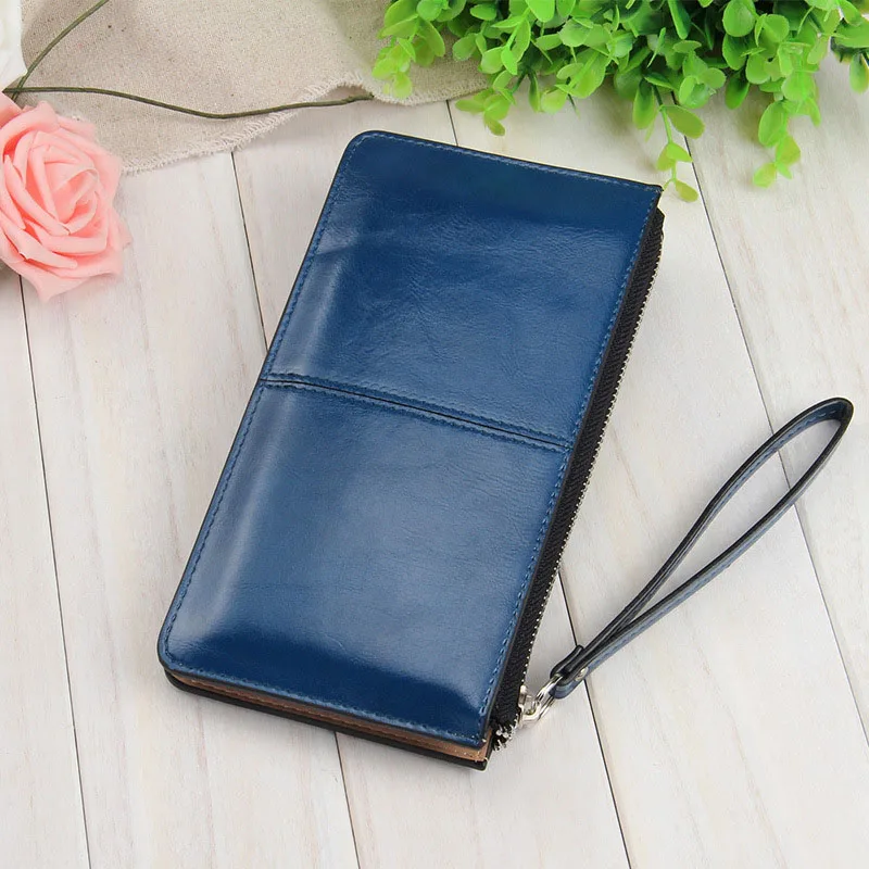 

High Fashion Korean Women Clutch Bag With Wristband Leather Solid Color Lady Girl Long Wallet Card Holder Zipped Coin Purse KTC
