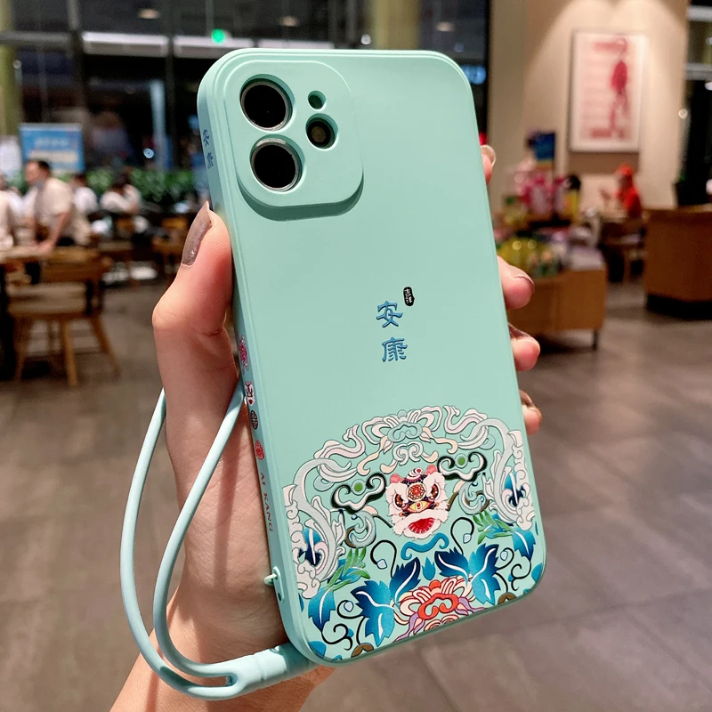 Мягкий гелевый Чехол для iPhone 6 6s 7 8 Plus X XR Xs Max 12 Mini 11 13 Pro с ремешками | Мобильные