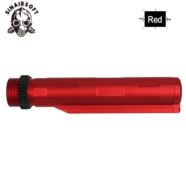 High Quality SI Style Lightweight Aluminium Stock Adapter Black Barrel Pipe for AEG M4 M16 Hunting Paintball Accessories RED