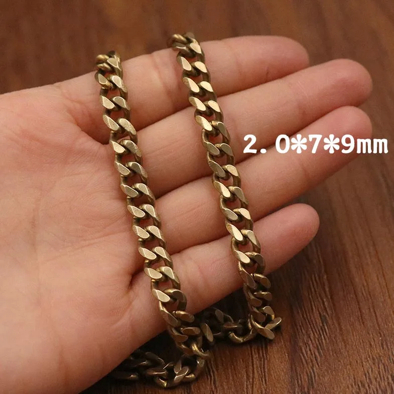 2.0x7x9mm 50 см Модный Твердый латунный мужской ремень брюки брелок брюки джинсы кошелек цепочка металлическая цепочка для сумки DIY изделия из кожи Аксессуары - Цвет: 2.0x7x9mm