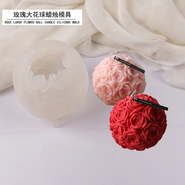 3D Large Rose Flower Ball Mould Aroma Candle Handmade Soap