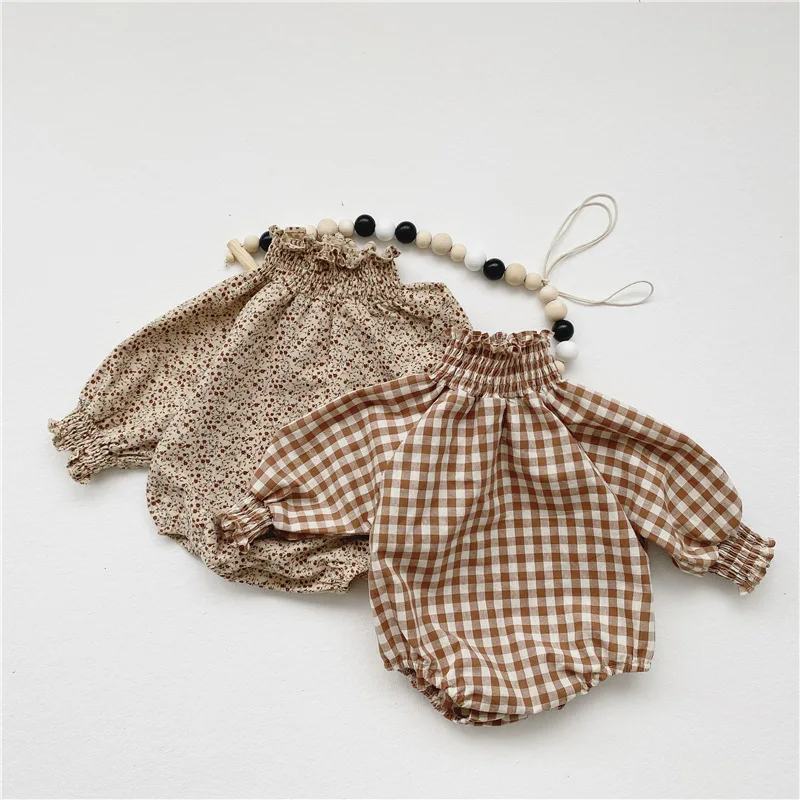 

2020 Autumn New Floral Plaid bodysuit Long-Sleeve Jumpsuit Baby Jumpsuits Crawling Clothes baby girls clothes