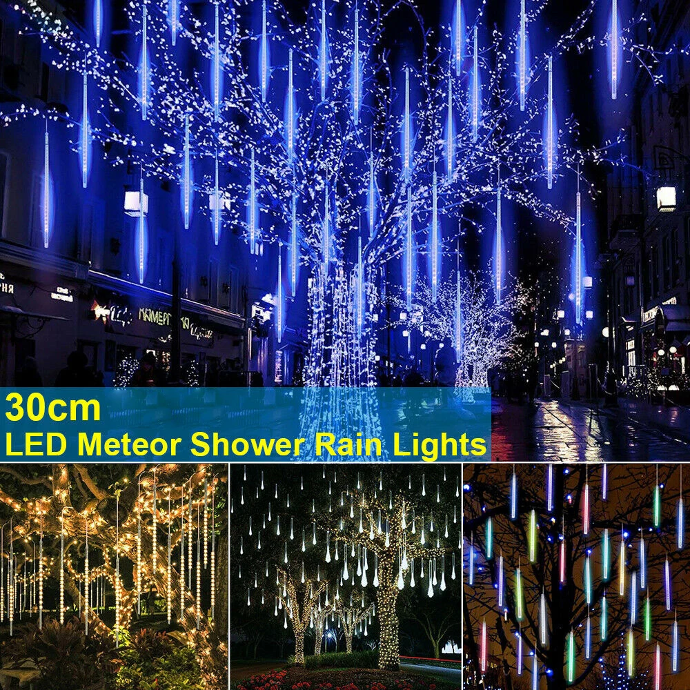 

2022 Рождественская светодиодная гирлянда «метеоритный дождь» с 8 трубками, уличная Водонепроницаемая гирлянда для сада, рождественское и Свадебное украшение