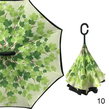 

Inverted Folded Windproof C-Hook Umbrella Double Layer Hands Free Travel Umbrellas DEC889