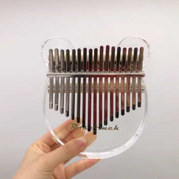 

Kalimba Acrylic Crystal 17 Key Transparent Thumb Piano with Tuner Hammer Case Manual Crystal Bear Kalimba Music Instrument KLB01
