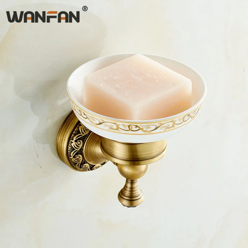 Soap Dishes Solid Brass Antique Bronze Finishing Square Ceramic Dish Holder Box Bathroom Accessories DG-8305F | Обустройство дома