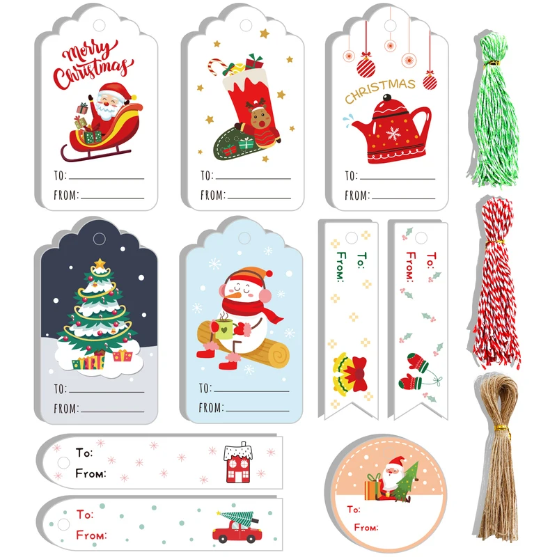 Christmas Gift Tags For Presents With String 150pcs Christmas Labels Card  Paper For Diy Christmas Wrapping Decorations Christmas Tree Decoration  Party