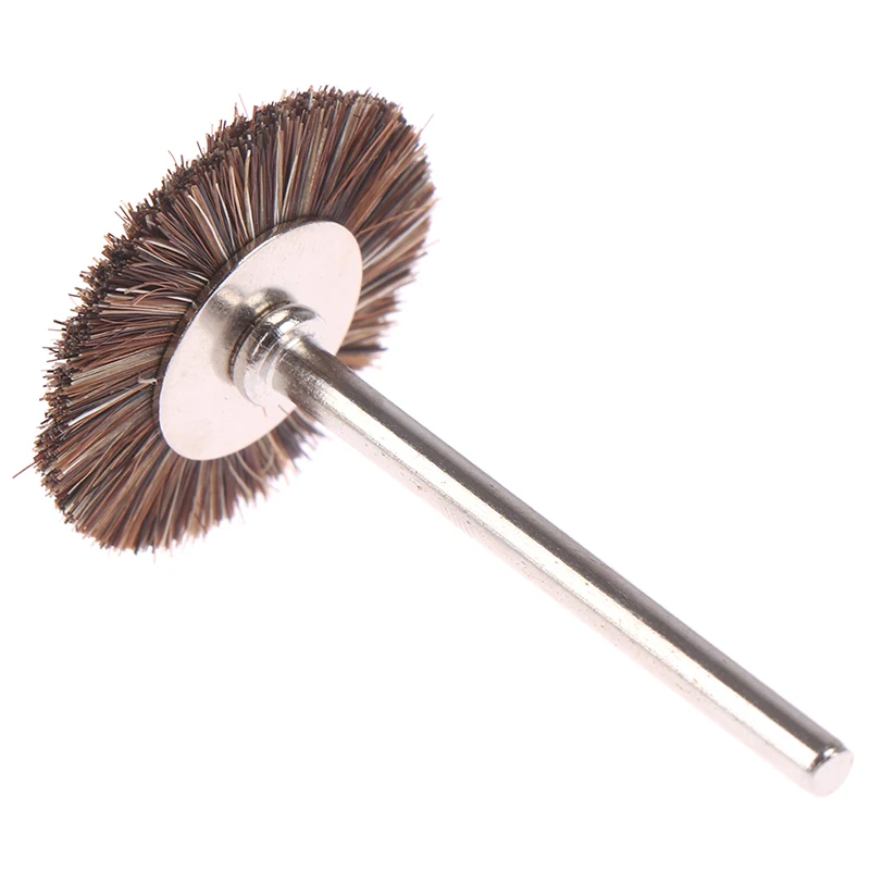 5Pcs 3mm Shank Flat Horsetail Bristle Brush Buffing Carving Wax Polishing Tool