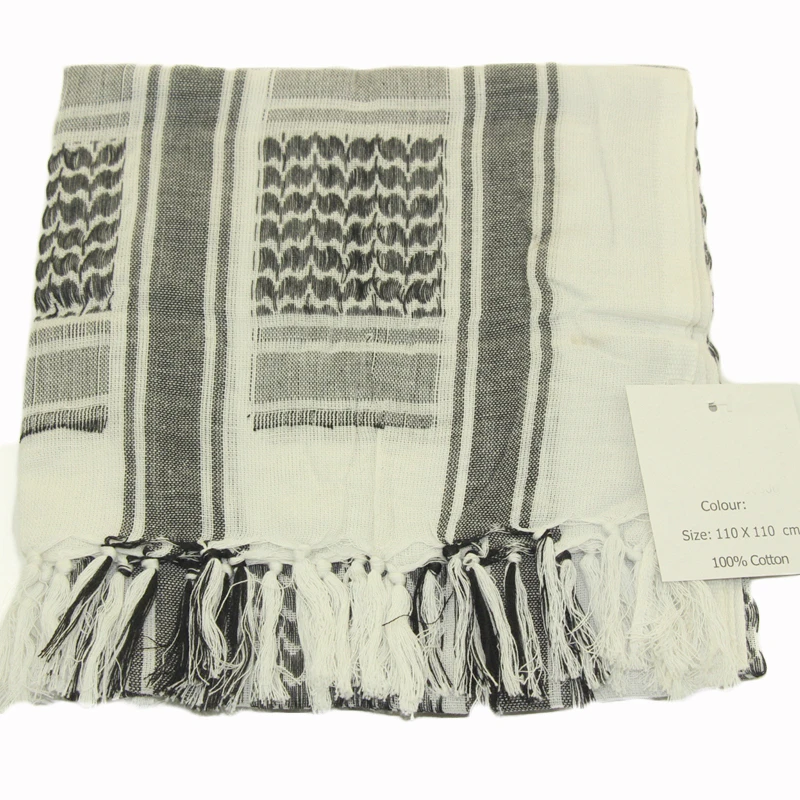 Армейский Военный Тактический Keffiyeh Shemagh шарф в арабском стиле, шаль на шею, накидка на голову, хлопок, зимние шарфы черного цвета