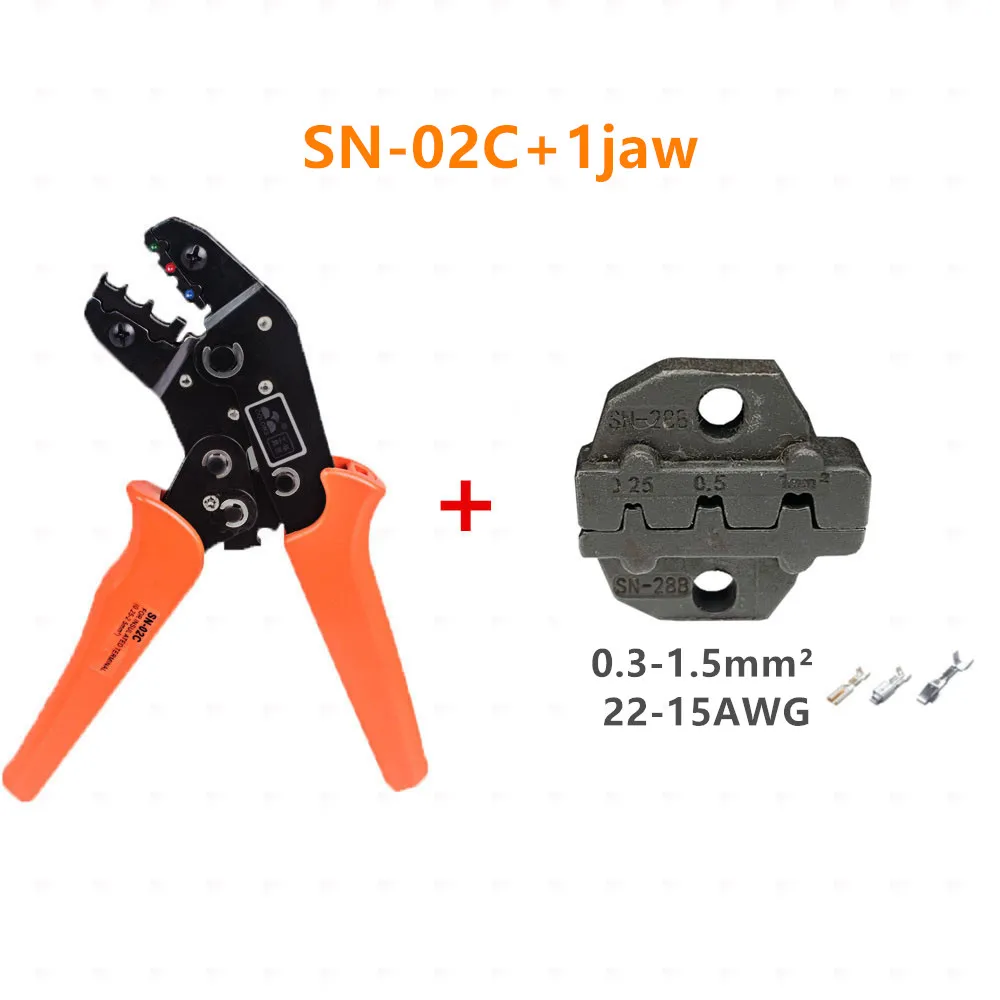 plier and 28B jaw Обжимные плоскогубцы SN-02C 4 Челюсти для 02 2B 06WF 28B pulg/tube/insuated терминалы комплект Электрический зажим фирменные инструменты - Цвет: plier and 28B jaw