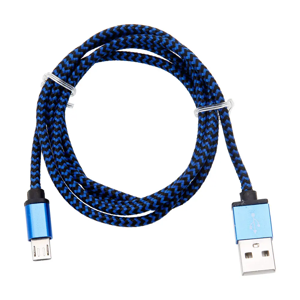 3FT Плетеный Алюминиевый USB кабель передачи данных для аndroid синий OUJ99