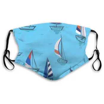 

Sailing Ships On Ocean Blue Pattern Unisex Anti-Pollution Mask Dust Mask with Filter Mask