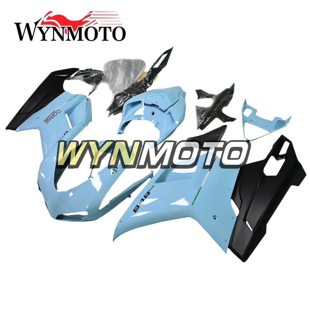 Полный мотоцикл чехлы для поездок на мотоцикле Ducati 1098 848 1198 2007-2012 ABS впрыск Пластик обтекатели комплект капоты светильник синий