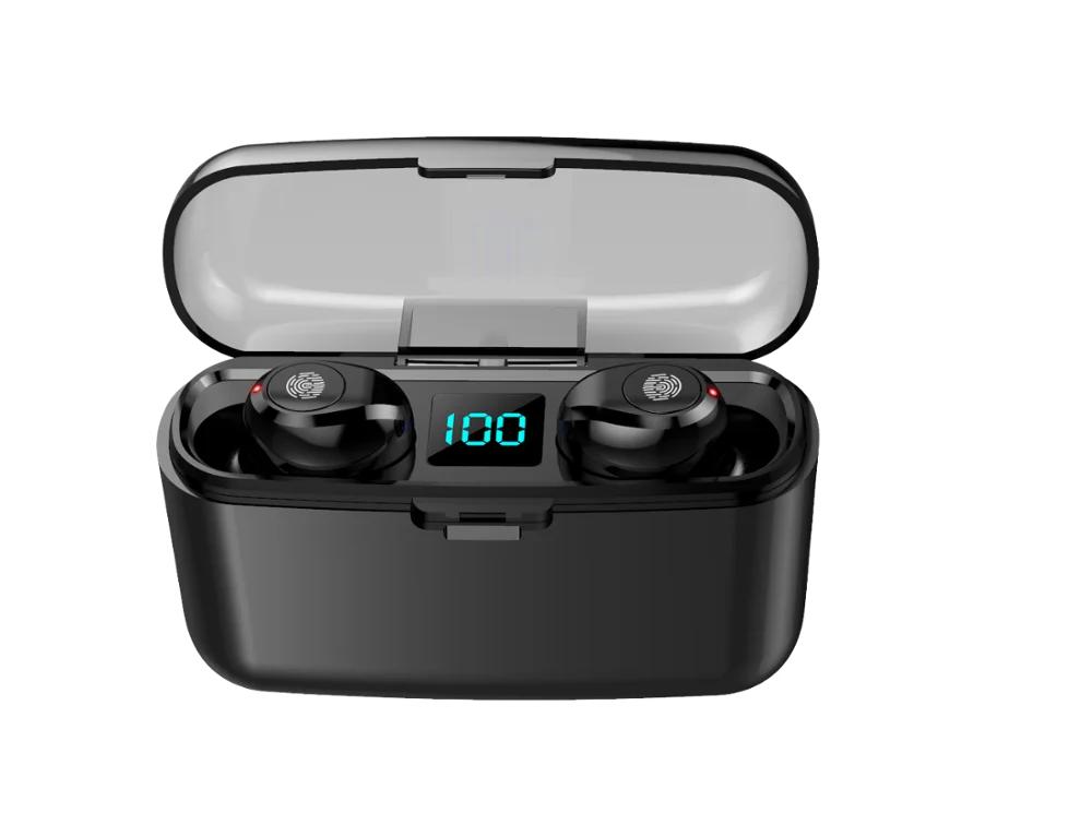 F9 TWS беспроводной Bluetooth наушники светодиодный дисплей с 2000 мАч банк питания светодиодный дисплей наушники с микрофоном для смартфонов - Цвет: Touch control-Black