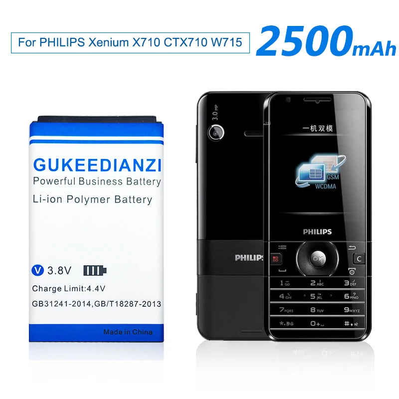 GUKEEDIANZI 1900 мАч AB1900AWM сменная батарея для PHILIPS Xenium X710 CTX710 W715 литий-полимерная аккумуляторная батарея