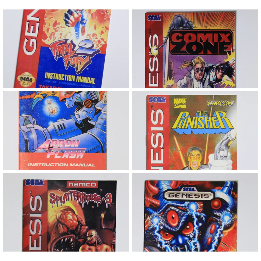 Genesis Manual Book Manuals for 16 Bit Sega Mega Drive Genesis MD Game