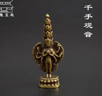 

Antique Pure brass Little Buddha Hand-made Thousand Armed Guan Yin Bronze