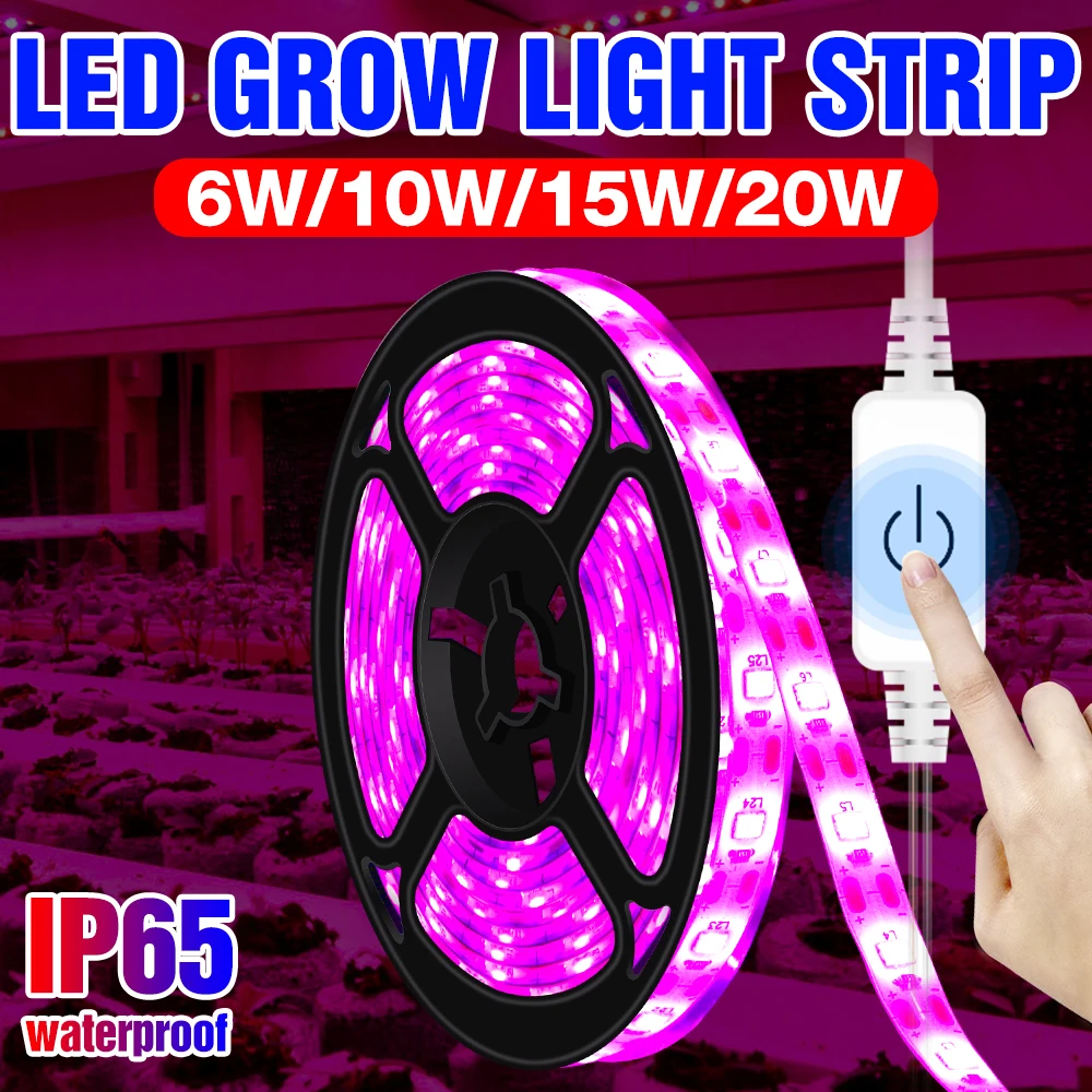 USB Plant Grow Light 5V Dimmable Strip Tape LED Full Spectrum Phyto Lamp Waterproof Seedling Fito LED Indoor Flower Growth 2835 full color 8 channel ws2811 2812b 1903 lamp tape amplifier dc5v 12v 24v input 5v ttl signal output led strip light repeater