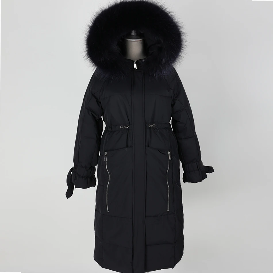 

Raccoon hair coat collar down jacket Winter warm jacket White duck down ultra light hood Wild Parker Jacket