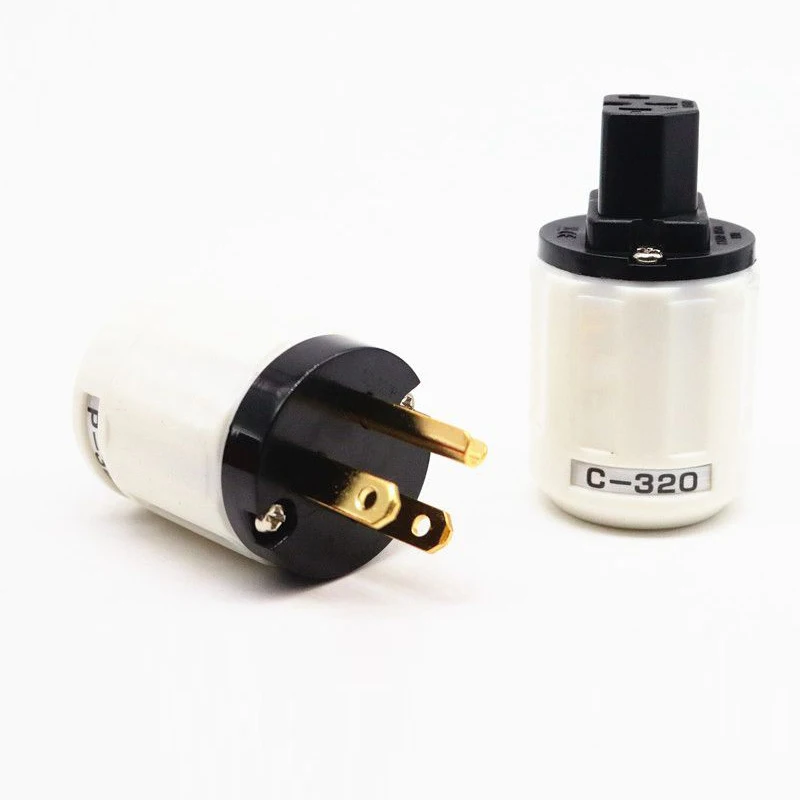 Spina Di Alimentazione Ca Americana Placcata In Oro 24K + Spina Iec Famale Cavo Di Alimentazione Di Rete Fai Da Te Hifi