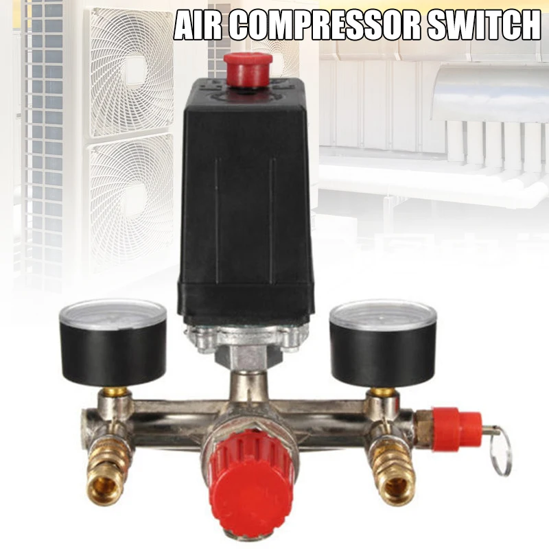

Air Compressor Pressures Switch Control Valves Manifold Regulator Gauge TN88