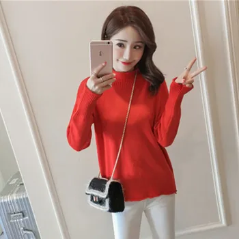 

Women's Cashmere Elastic Autumn Winter New Half Turtleneck Sweaters Pullovers Wool Sweater Slim Tight Knitted Pullover Female