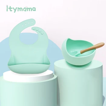 

Baby Feeding Silicone Plate Kids Bowl Silicone Bibs Set BPA Free Waterproof Anti-scald Children's Dishes Goods Baby Product