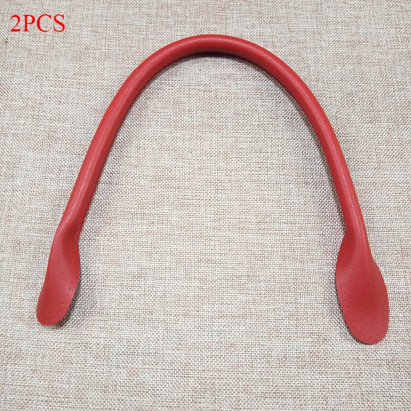 Мода 1 пара 32 см сумка ремень натуральный спилок, кожа сумка ручки мешки с веревкой для DIY сумки аксессуары круглые уши - Цвет: Красный