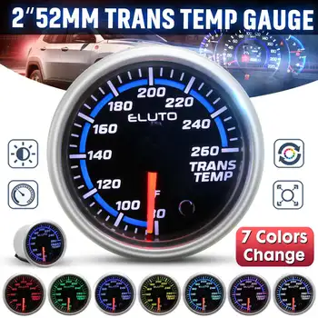 

2" 52mm Universal Transmission Temperature Pointer Gauge 80-260°F 7 Color LED Black Face 12V with 1/8-27 NPT Sensor