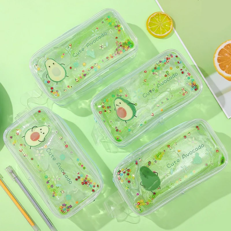 

1Pcs Kawaii Pencil Case Cute Avocado Gift Estuche School Pencil Box Pencilcase Transparent Pencil Bag School Supplies Stationery
