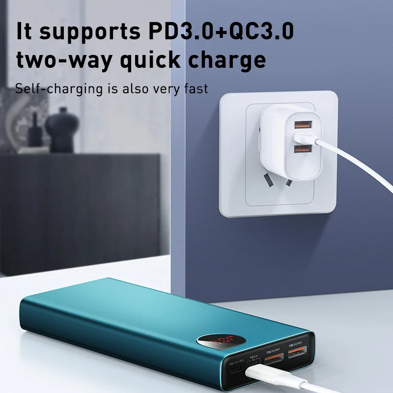 Baseus, 20000 мА/ч, внешний аккумулятор, быстрая зарядка, 4,0, 3,0, USB C, PD, быстрая зарядка, внешний аккумулятор для iPhone 11, портативное зарядное устройство