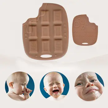 

Silicone Chocolate Biscuits Shape Baby Teether Tool Infant Biting Teething Toy Baby Teether Silicone Safe and Non-Toxic molars