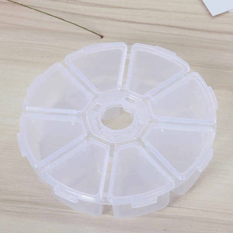 

Home Storage Box Removable Round Small 8 Grids White Container Cosmetic Desktop Holder Jewelry Medicine Durable